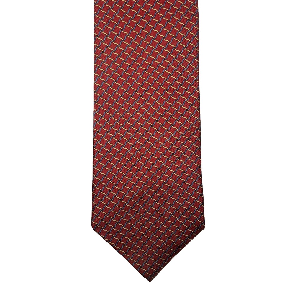 Vintage Burberry Tie Men's Classic Silk Geometric Woven Hand Sewn USA 90s‎